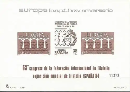 SPANIEN 1984 Mi-Nr. 2633/34 Sonderdruck ** MNH