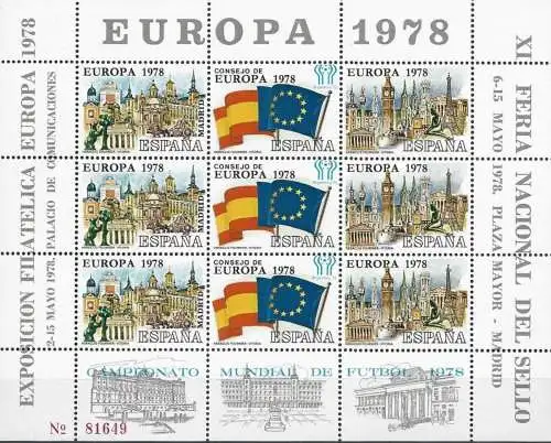 SPANIEN 1978 Mi-Nr. Europa 1978 Sonderdruck ** MNH