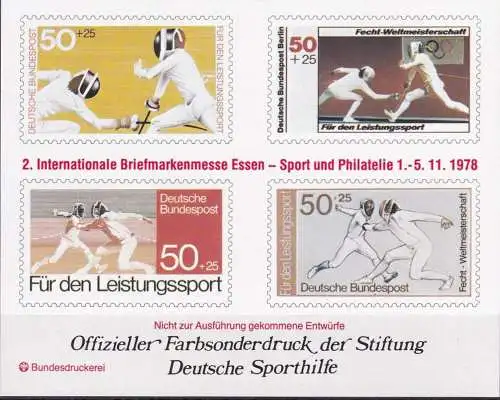 DEUTSCHLAND 1978 Farbsonderdruck der Entwürfe "Für den Sport"