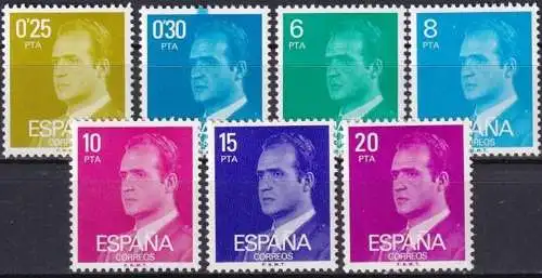 SPANIEN 1977 Mi-Nr. 2303/09 ** MNH 2304 mit Farbfleck