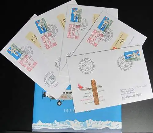 SCHWEIZ 1988 Mi-Nr. 1369 Umschlag mit 5 Briefen Flugpost