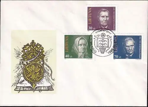 LITAUEN 1995 Mi-Nr. 584/86 FDC