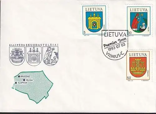 LITAUEN 1993 Mi-Nr. 526/28 FDC