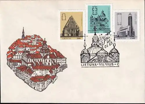 LITAUEN 1993 Mi-Nr. 511/13 FDC