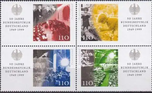 DEUTSCHLAND 1999 Mi-Nr. 2051/54 aus Block 49 ** MNH