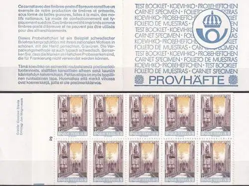 SCHWEDEN 1976 Mi-Nr. MH Probeheft Zylindernummer Markenheft/booklet ** MNH