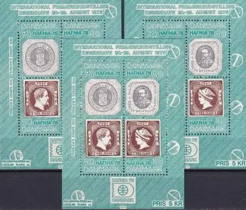 DÄNEMARK 1975 Mi-Nr. Block 1 3 Stück ** MNH