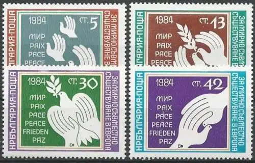 BULGARIEN 1984 Mi-Nr. 3241/44 ** MNH