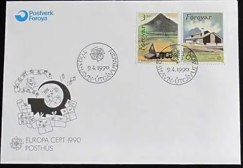 FÄRÖER 1990 Mi-Nr. 198/99 CEPT FDC