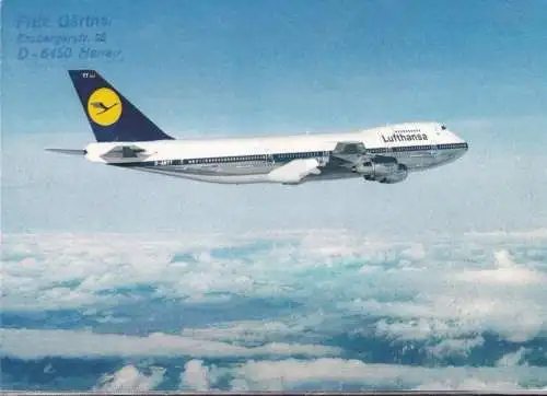 UNO NEW YORK 1987 Postkarte Lunaba'87 Lufthansa Boeing 747