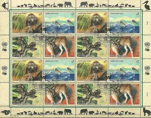 UNO WIEN 1999 Mi-Nr. 287/90 Kleinbogen o used - aus Abo