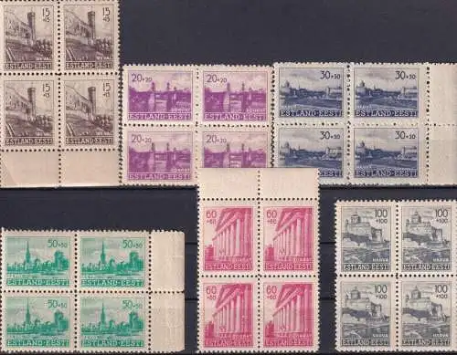 ESTLAND 1941 Mi-Nr. 4/9 Viererblocks ** MNH