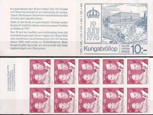 SCHWEDEN 1976 Mi-Nr. MH 10x 952 Markenheft/booklet ** MNH