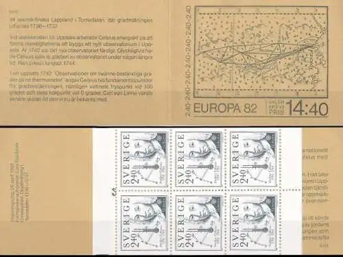 SCHWEDEN 1982 Mi-Nr. MH 6x 1188 Markenheft/booklet mit Zylindernummer 2 ** MNH