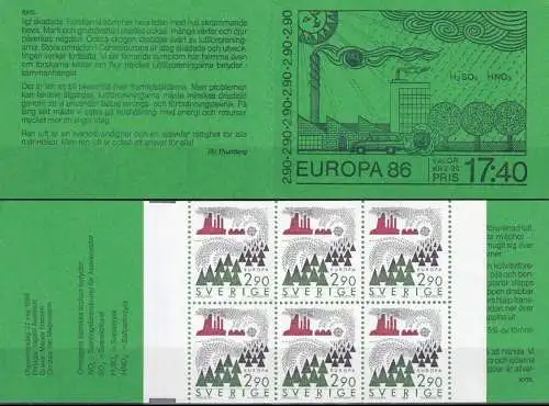 SCHWEDEN 1986 Mi-Nr. MH 6x 1398 Markenheft/booklet ** MNH