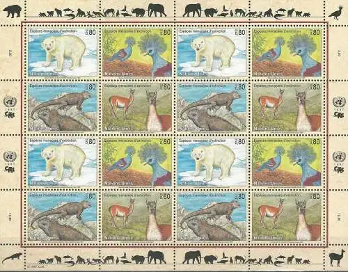 UNO GENF 1997 Mi-Nr. 305/08 Kleinbogen ** MNH
