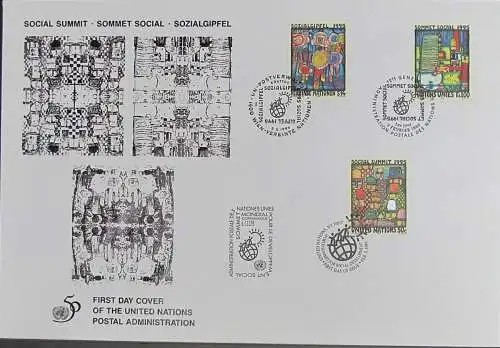 UNO NEW YORK - WIEN - GENF 1995 Sozialgipfel mit Sonderstempel Kopenhagen