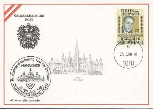 ÖSTERREICH 1988 Ausstellungskarte Nr. 41 - Hannover