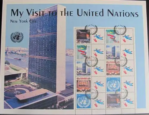 UNO NEW YORK 2005 Mi-Nr: 941/45 II S5 Kleinbogen Grussmarken o used CTO matte blaugrüne Gummierung