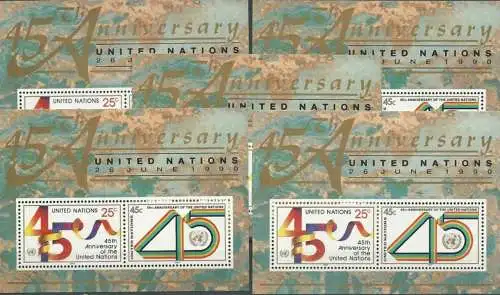 UNO NEW YORK 1990 Mi-Nr. Block 11 5 Stück ** MNH