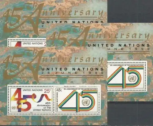 UNO NEW YORK 1990 Mi-Nr. Block 11 3 Stück ** MNH