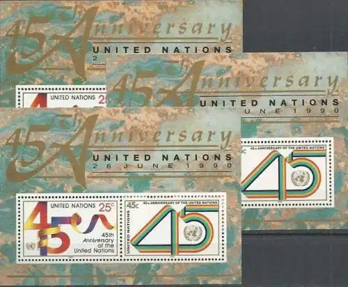 UNO NEW YORK 1990 Mi-Nr. Block 11 3 Stück ** MNH