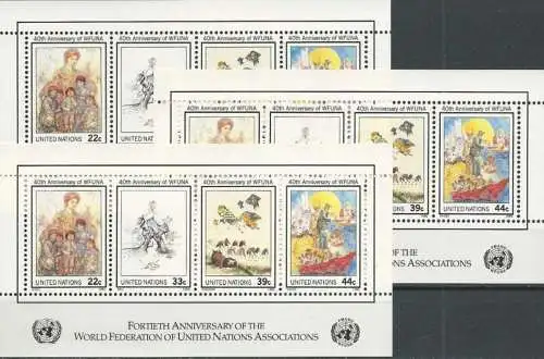 UNO NEW YORK 1986 Mi-Nr. Block 9 3 Stück ** MNH