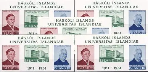 ISLAND 1961 Mi-Nr. Block 3 5 Stück ** MNH