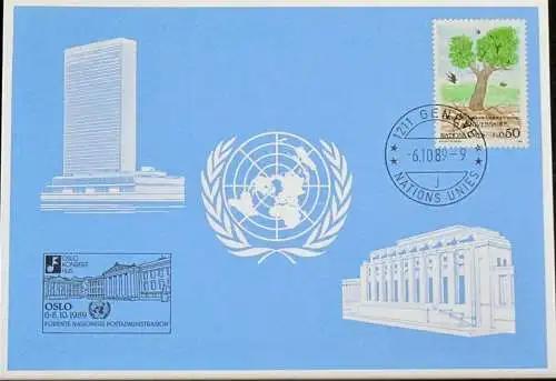 UNO GENF 1989 Mi-Nr. 198 Blaue Karte - blue card