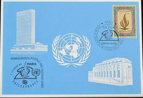 UNO GENF 1989 Mi-Nr. 195 Blaue Karte - blue card