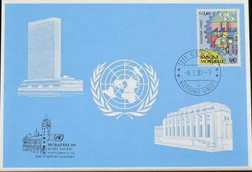 UNO GENF 1989 Mi-Nr. 190 Blaue Karte - blue card