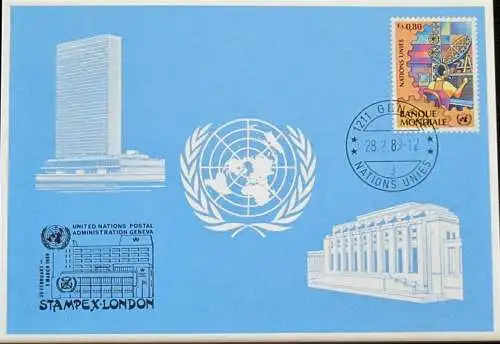 UNO GENF 1989 Mi-Nr. 189 Blaue Karte - blue card