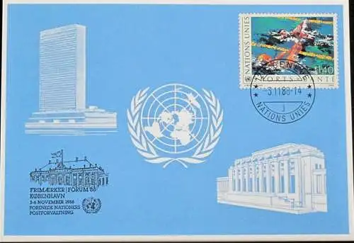 UNO GENF 1988 Mi-Nr. 187 Blaue Karte - blue card