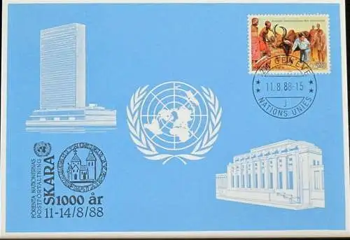 UNO GENF 1988 Mi-Nr. 185 Blaue Karte - blue card