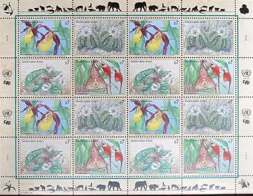 UNO WIEN 1996 Mi-Nr. 205/08 Kleinbogen gefährdete Arten ** MNH