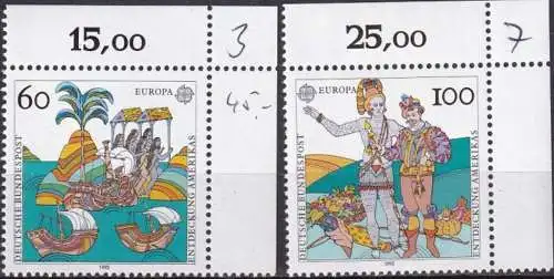 DEUTSCHLAND 1992 Mi-Nr. 1608/09 Eckrand ** MNH