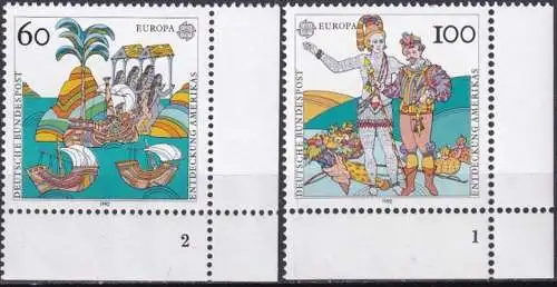 DEUTSCHLAND 1992 Mi-Nr. 1608/09 Eckrand mit Formnummer ** MNH