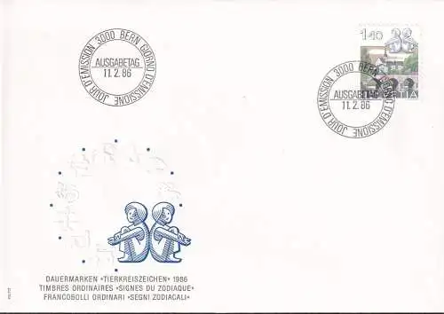 SCHWEIZ 1986 Mi-Nr. 1314 FDC