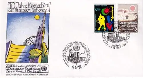 UNO WIEN 1989 Mi-Nr. 94/95 FDC