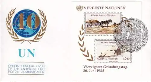 UNO WIEN 1985 Mi-Nr. Block 2 FDC