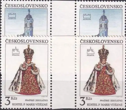 TSCHECHOSLOWAKEI 1991 Mi-Nr. 3096/97 Zwischenstück ** MNH