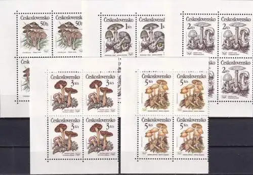 TSCHECHOSLOWAKEI 1989 Mi-Nr. 3017/21 Viererblocks ** MNH