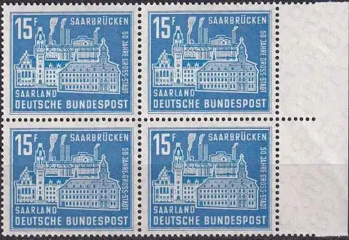 SAARLAND 1959 Mi-Nr. 446 Viererblock ** MNH