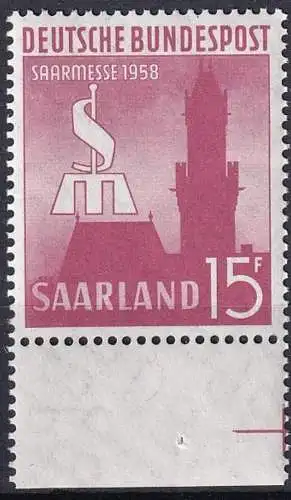 SAARLAND 1958 Mi-Nr. 435 ** MNH