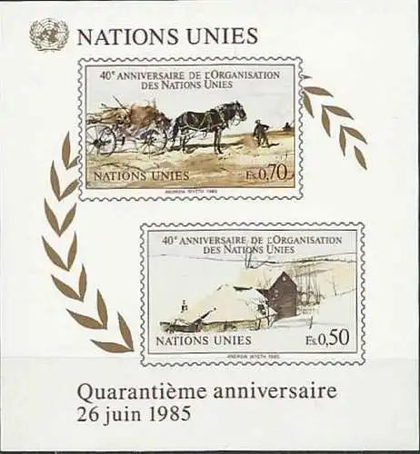 UNO GENF 1985 Mi-Nr. Block 3 ** MNH