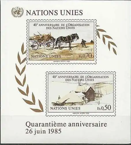 UNO GENF 1985 Mi-Nr. Block 3 ** MNH