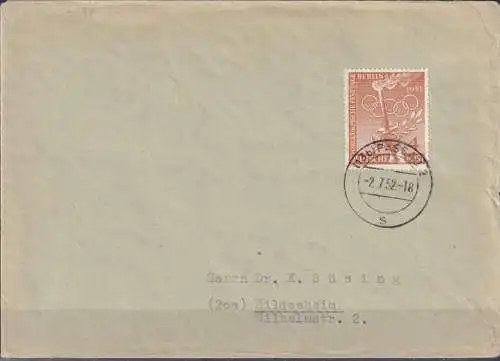 BERLIN 1952 Mi-Nr. 88 Brief