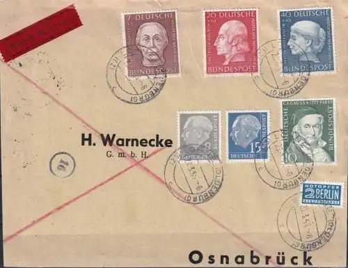 DEUTSCHLAND 1954 Mi-Nr. 200 202/03 204 auf Briefvorderseite