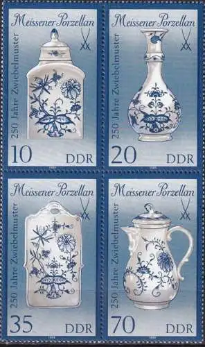 DDR 1989 Mi-Nr. 3241/44 II ** MNH Viererblock