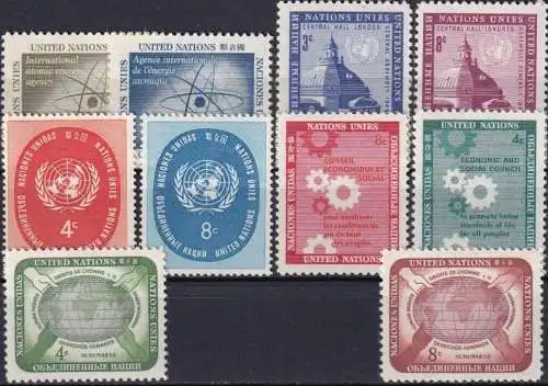 UNO NEW YORK 1958 Mi-Nr. 66-75 kompletter Jahrgang/complete year set ** MNH